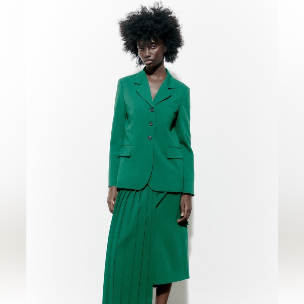 ZARA STRAIGHT CUT WOOL BLEND BLAZER
